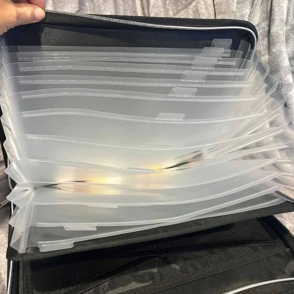Tamfile Fireproof Accordion File Organizer with Handle, 13 Pocket Transparent.‎